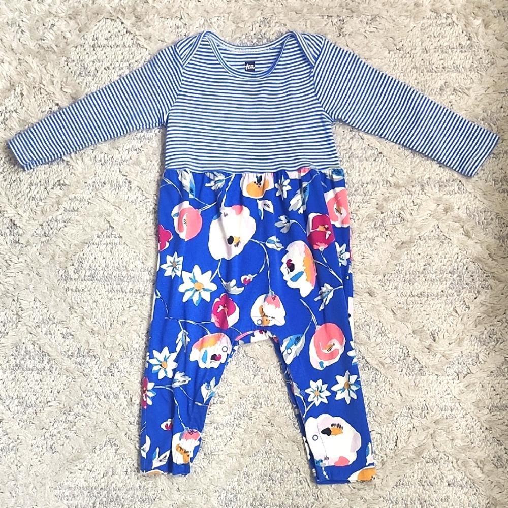 Tea Collection Girls Jumpsuit Size 9-12 Months Swedish Flowers Floral